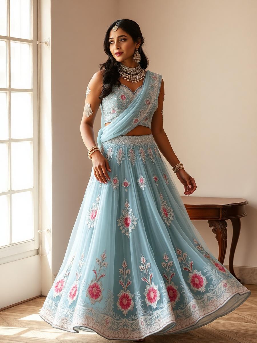 Powder Blue Lehenga